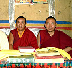 Two fully-ordained monks at se ra-Tibet. Today monks of this age are among the most senior monks of the monastery.
