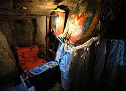 The inside of tsong kha pa’s meditation cave (sgrub phug).